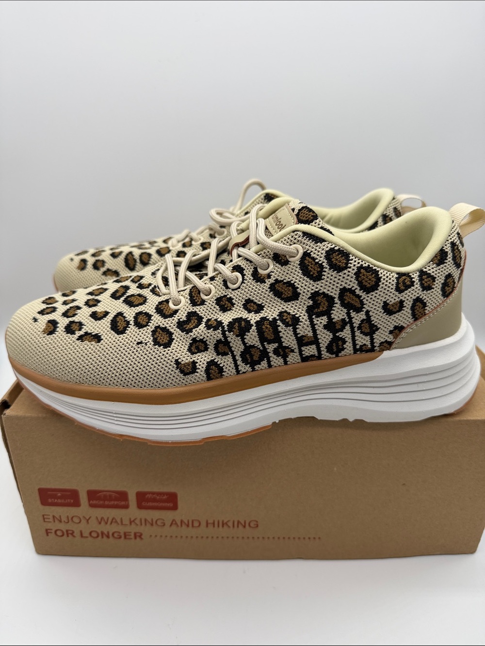 OrthoComfoot Women's Orthopedic Walking Shoes Arch‎ Support Leopard Print Size 9
